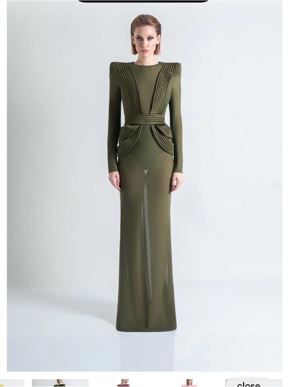 Zhivago Olive Green sheer IF ANYONE HAS THIS DRESS. WANT TO SELL IT